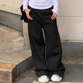 Black Machete Jeans Women's Retro High Waist Straight Mopping Pants