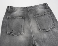 High Street Washed Denim Hole With Cat Whisker Brushed Shorts