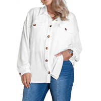 Plus Size Solid Color Loose Casual Texture Long Sleeve Jacket