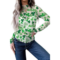 Fashionable Slim-fit Top With A Clover Print For Women