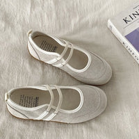Double Drawstring Retro Round Toe Flat Bottom Shallow Mouth Casual Shoes