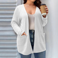 Autumn And Winter New Long Sleeve Pocket Casual Solid Color Cardigan Jacket