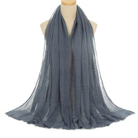 Pleated Viscose Yarn Monochrome Scarf Natural Wrinkled Cotton And Linen Burrs