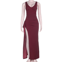 Chest-flattering V-neck Split Evening Gown Dress