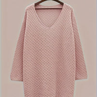 Women's Loose V-neck Plus Size Long Sweater