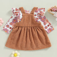 Infant Corduroy Romper Suspender Skirt Outfit