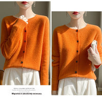 Round Neck Sweater Women's Simple All-match Cashmere Knitted Cardigan
