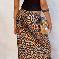Autumn And Winter New European And American Style Leopard Print Lace Long Skirt