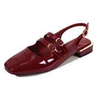 Women's Square-toe Low-block-heeled Closed-toe Pumps