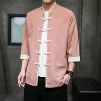 Chinese Style Summer Thin Cotton Linen Short Sleeve Shirt Chinese Button Knots Tang Suit