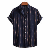 Lapel Cotton Slim-fit Printed Bamboo Shirt