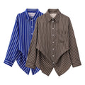Women's Fashionable Batwing Sleeve Striped Long-sleeved Shirt