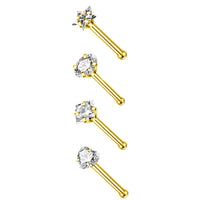 Stainless Steel Zircon Nose Stud 3mm RoundSquareHeartStar Piercing Jewelry