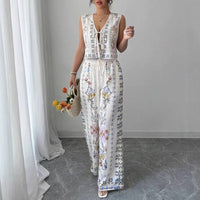Fashionable Sexy Loose-fit Lace-up Vest Top With Wide-leg Trousers
