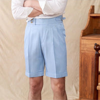 British Gentlemen's Casual Shorts Men's Napoli Double Pleated Light Cropped Pants