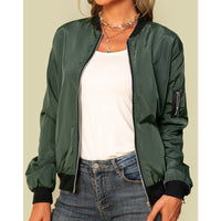 New Autumn Solid-Color Womens Fashionable Zippered Outer Jacket In European