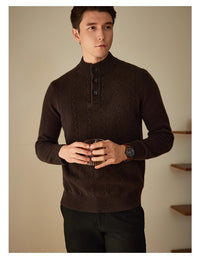 Men's Half-high Collar Button Sweater 24 Autumn And Winter New Thick Sweater