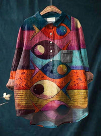Loose Print Crew Neck Casual Plus Size Women's T-shirt