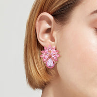 New Fashion Women's Personality Flower Rhinestone-embedded Earrings