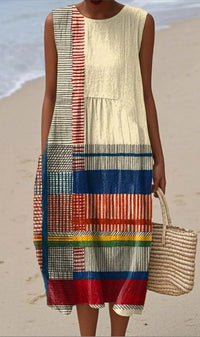 Sleeveless Printed Elegant Dress For Women