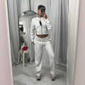 Springautumn New Casual Set Solid Color Buttoned Up