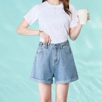 Women's Fashion Slim Elastic Waist Denim Shorts