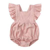 Baby Summer Flounced Sleeve Suspender Romper