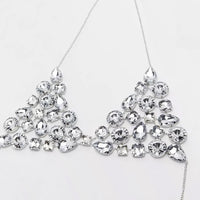 Simple Rhinestone Geometric Bra Chain Jewelry Rhinestone Halter Body Chains
