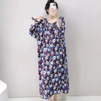 High-end Sleepwear Spring Autumn Round-neck Long Dress