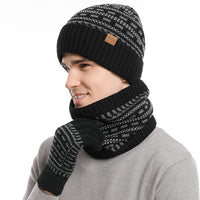 Men's Casual Warm Knitted Hat Set