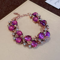 Womens Vintage Fashion Diamond-Encrusted Flower And Leaf Necklace