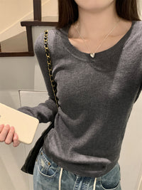 Pattern Round Neck Long Sleeve Sweater