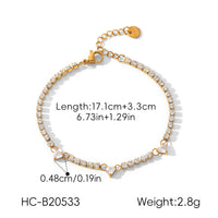Resort-style 18K Gold Stainless Steel Zircon Bracelet