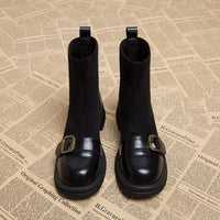 Retro British Style Versatile Slim Boots Brown Sock Boots