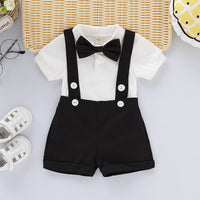 Boys Gray Blue Multicolor Suspenders With Bow