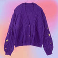 Sweater Cardigan Coat Embroidery Casual Knitting