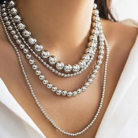 Exaggerated Cyber-style Multi-layered Bead Stackable Necklace
