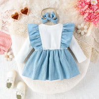 Spring And Autumn Baby Long-sleeved Corduroy Suspender Dress