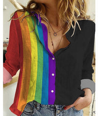 Women's 3D Digital Printing Fashion European And American Style Lapel Long Sleeve Shirt