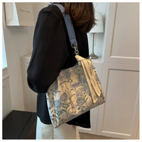 Large Shoulder Bag Summer Flower Young Women's Canvas