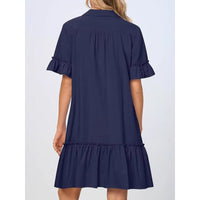 Women's Solid Color Loose And Versatile Button-up Shirt Dress