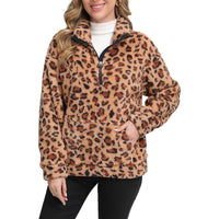 Fashionable Lambswool Fleece Leopard-Print Jacket Fleece Sweater Hoodie