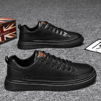 Men's Shoes Spring New Versatile Black Casual Leather