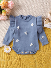Autumn And Winter New Long Sleeve Round Neck Knitted Triangle Jumpsuit Pants