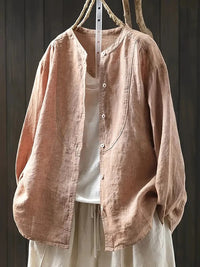 Retro Artistic Loose-fit Stand-collar Single-breasted Cardigan Shirt Relaxed Fit