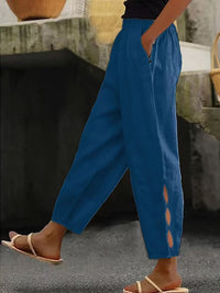 2026 Spring Summer Women's Cotton Linen Casual Wide Leg Pants Plus Size