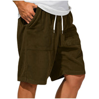Men's Retro Corduroy Lace-Up Pocket Casual Shorts