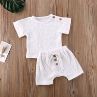 Unisex Baby Short Sleeve Shorts Gauze Casual Homewear