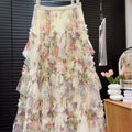 Heavy-duty Spliced Printed Mesh Skirt For Women