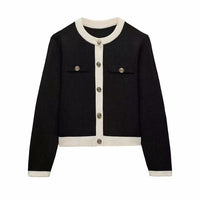 Golden Single-breasted Long Sleeve Knitted Outer Sweater